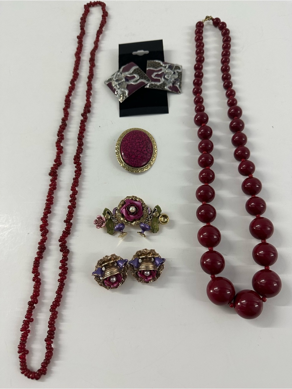 Vintage Burgundy, Purple & Pink Jewelry Lot